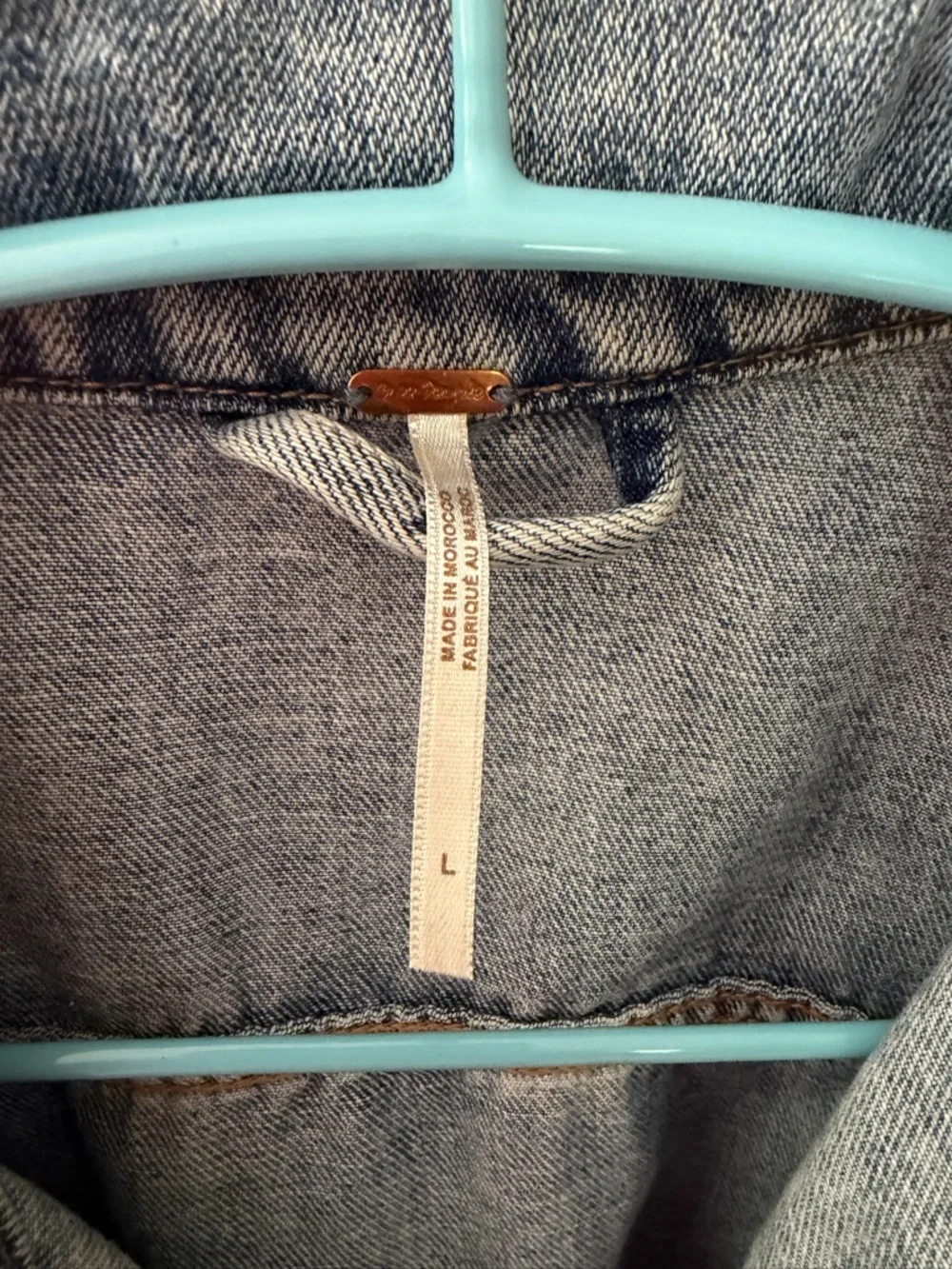 Free People Light Wash Blue Denim Jacket - Picture 3 of 3